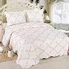 Solid Floral Embroidered Polyester Microfiber Bedspread Quilt