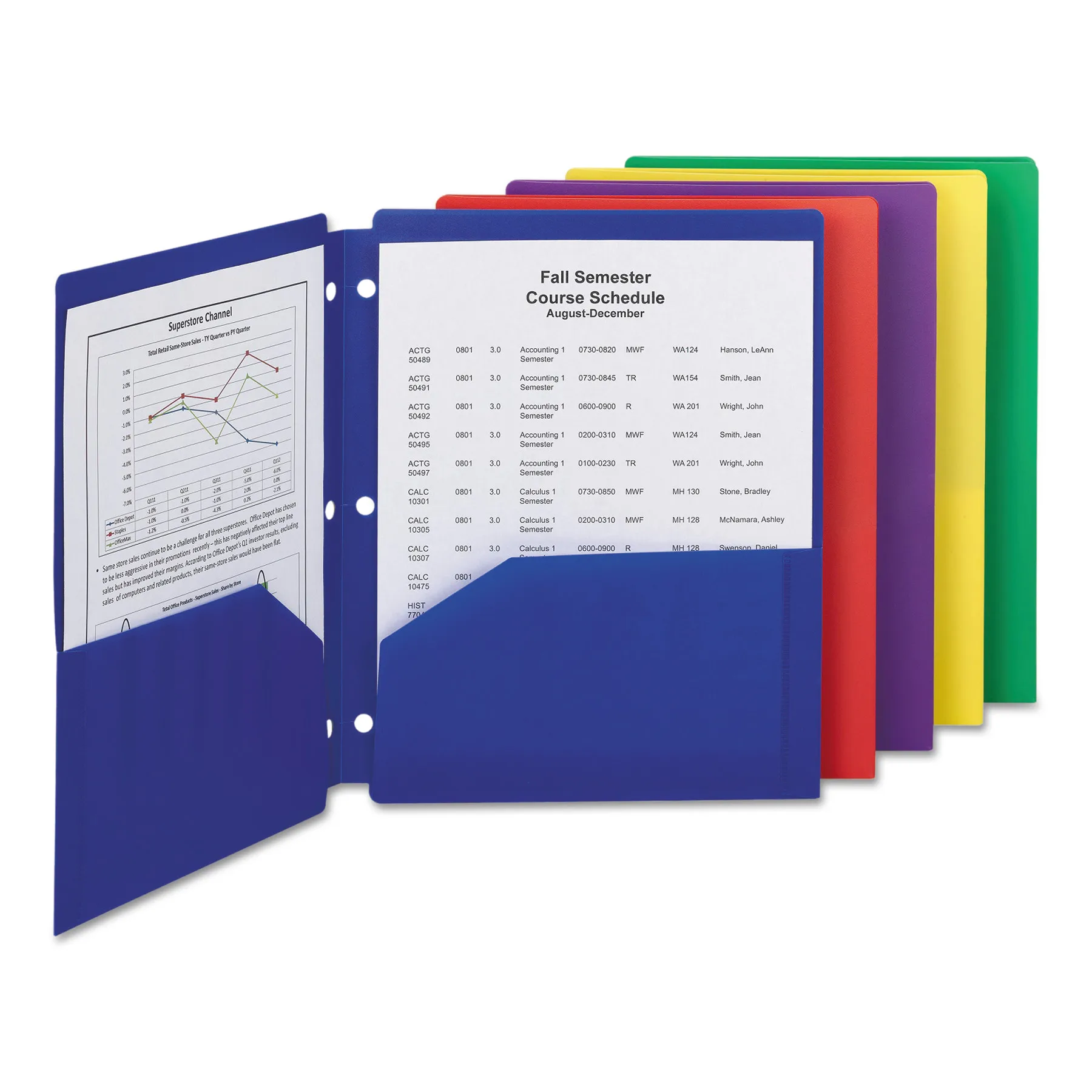 
Two-Pocket Heavyweight Poly Portfolio Folder with Three-Hole Punch Plastic File Folder with 2 Pockets Office Supplies 