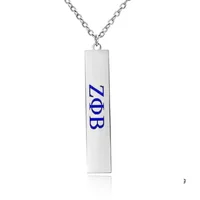 

Environmental friendly stainless steel custom massage tags zpb zeta phi beta sorority souvenir necklace jewelry