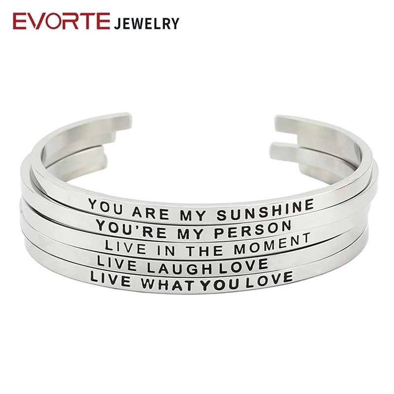 

New Arrival Fashion 316L Stainless Steel Mantra Bangle bracelet, Silver