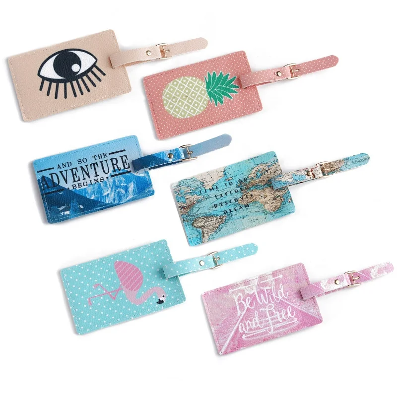 

Novelty World Map Baggage Tag Custom PU Leather Animal Luggage Tag