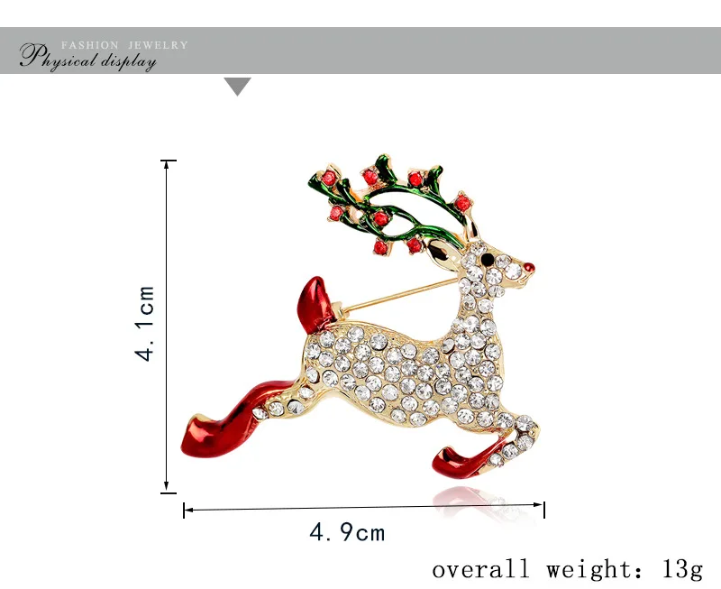 Dr8038 Christmas Ornaments Crystal Sika Deer Brooches American Hotsale ...