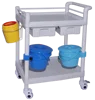Stainless Steel Medical Flat Trolley For Delivering Things 2-layers Instrument Ss Waste With Linen Bags