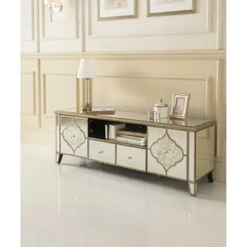 Frosted Mirror Design Mirrored Tv Cabinet Table Buy Shiny Gold