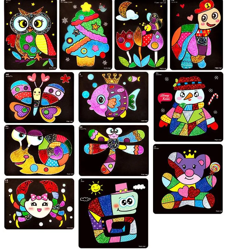 新的儿童 diy 手工玩具魔术艺术贴纸绘画创意绘画玩具