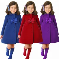 

New Fashion 3 Colors Korea Bowknot Woolen Children Girls Coat