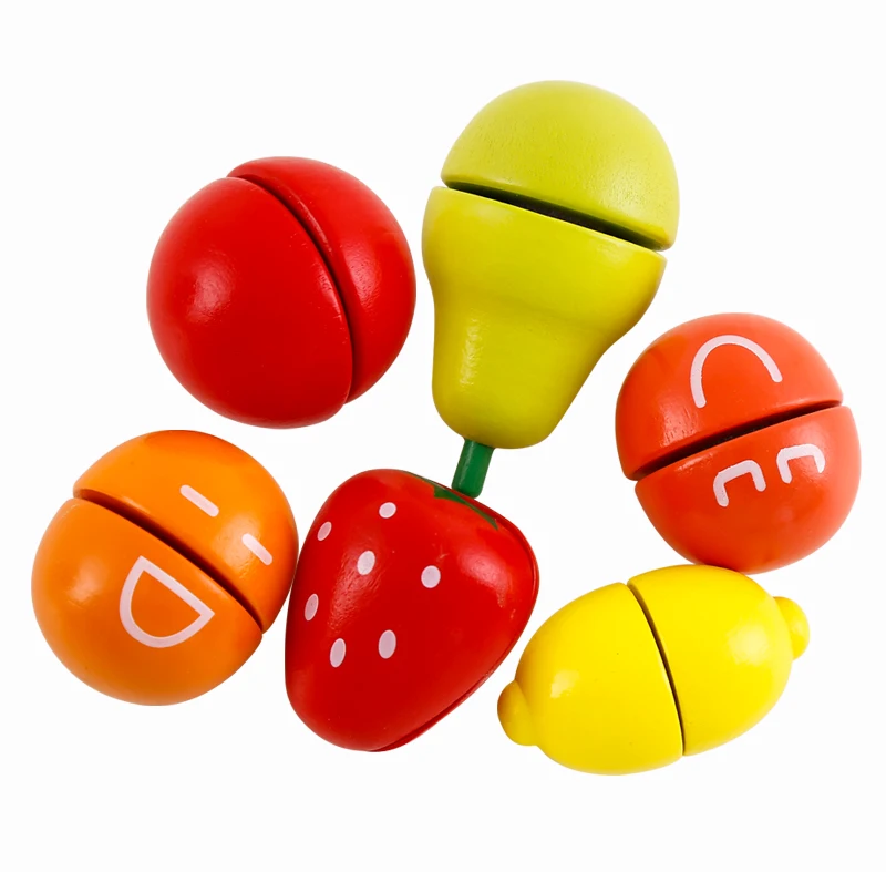 Children Pretend Kitchen Play Toy Wooden Cheap Cutting Fruit