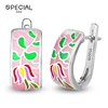 Bisuteria leaf enamel mongolia ethnic earring, bisuteria