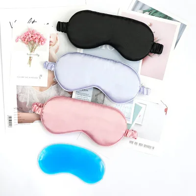 

OEM Travel 100% Silk Satin Soft Comfortable Breathable Cooling Eye Mask with Gel bag, Purple,blue,yelloe,pink,black.leopard print