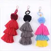 Bohemian Handmade Bag Pendant Women 2018 Charm Pompom Keychain Multicolor Cotton Tassels Big Ball Key Chain Accessories