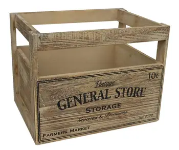 Rustic Wooden Crates Reclaimed Barn Wood Storage Boxes - Set of 3