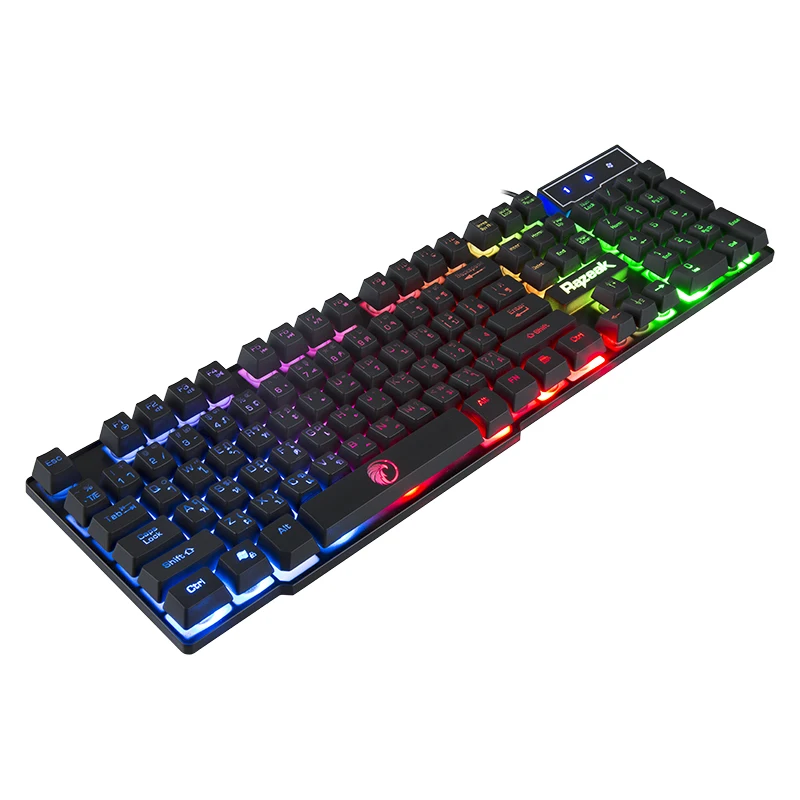 Razeak Computer Gaming Multi Language Backlit LED Wired USB Multimedia Keyboard Mouse Combos Gamer Kit for Mobile Phone Gamer