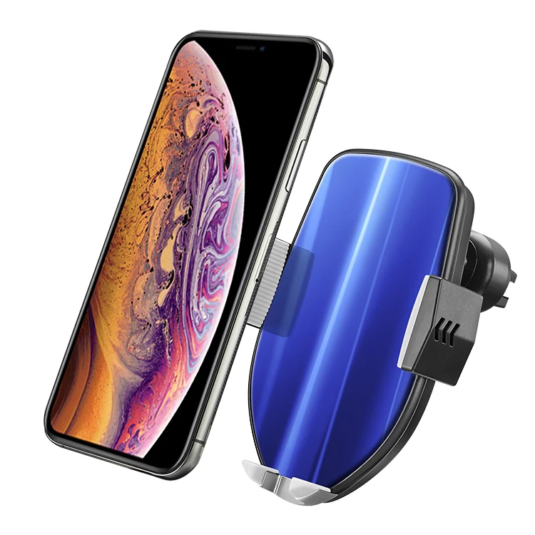 

Best Seller wireless car charger touch automatic induction car mount air vent phone holder qi wireless charger, Black blue silver