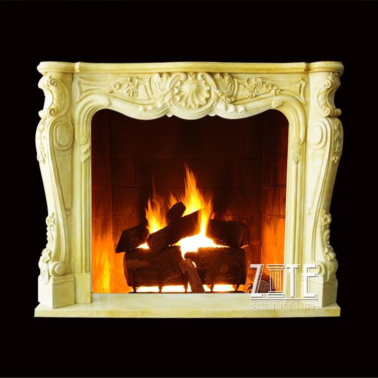 Customized Size Hand Carved Stone Marble Fireplace Mantel