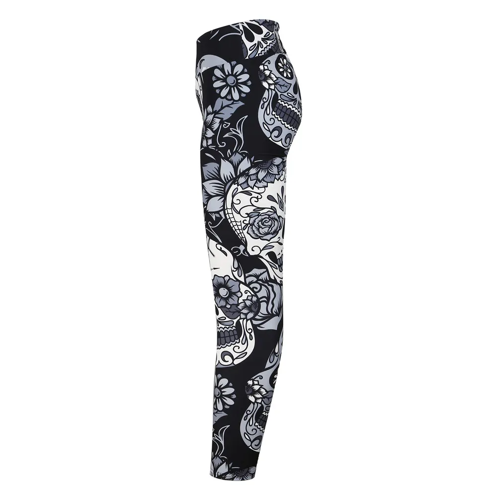 
2020 new design 92/8 digital printed yoga waist buttery soft soft skull tights leggings for women 