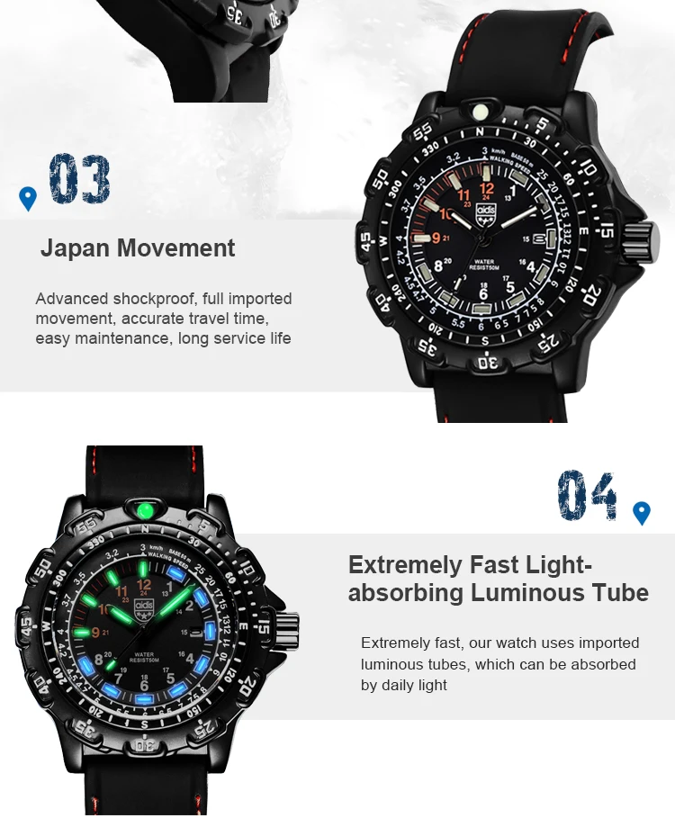 Divers Men Military Sports Watch Silicone LED Watch Light Curren Watch Automatic