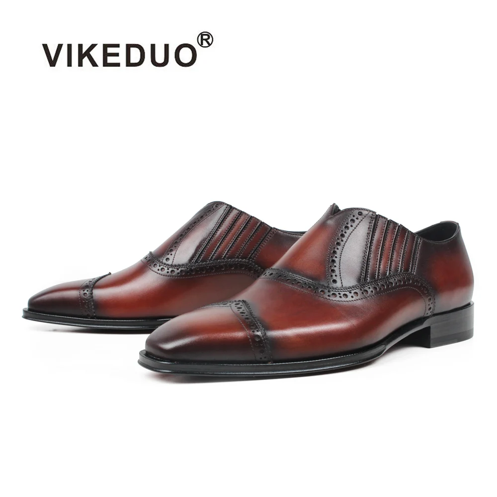 

Vikeduo Hand Made Best Price Brogues Men's Designer Loafer Leather Casual Formal Shoes For Men Italian, Brown