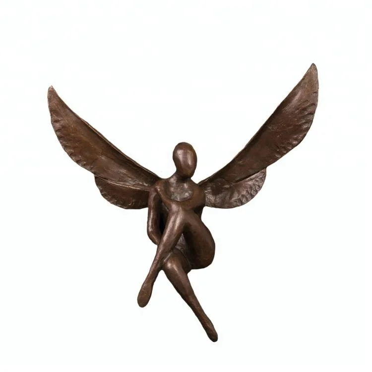 

Western Fairy Winged Sculpture Bronze Fairy Statue Little Angel Girl Sculpture Modern Art Figurine for Home Ornament