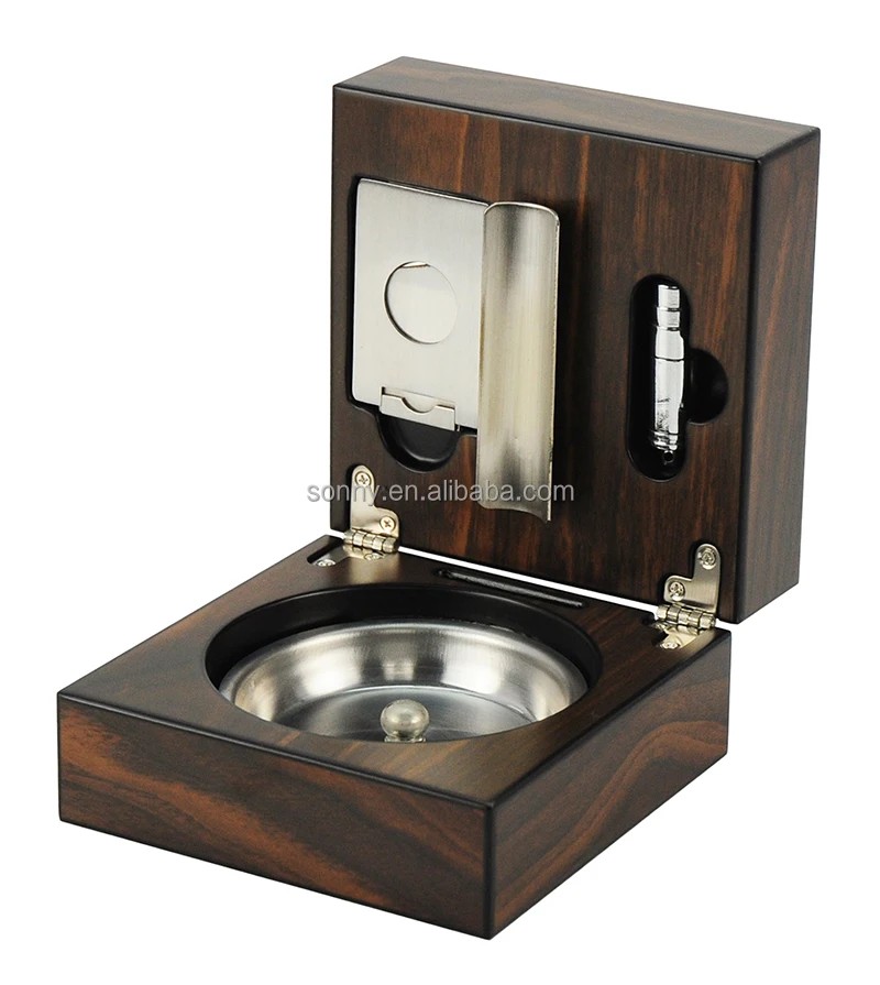 

Top Quality Wooden Cigar Ashtray for Cigar Aficionado, Walnut