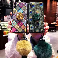 

Factory price epoxy foil TPU+PC phone case phone cover accessories mobile case with fur ball for iphone11pro 678P xs xr xs max