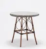 bamboo look dining table with tempered glass top with 4 legs