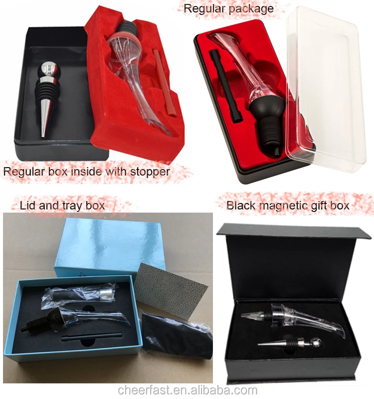 Accept Custom Package Portable Sized Wine Aerator Pourer Pour Spouts