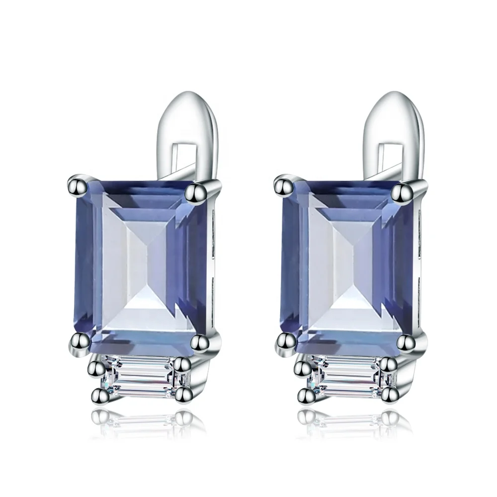 

Abiding natural Iolite blue mystic quartz stone fashion jewelry 925 sterling silver earring for women