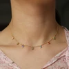 rainbow bezel cz drop charm choker elegance 2018 summer new hot women colorful stone birthstone 24k gold necklace