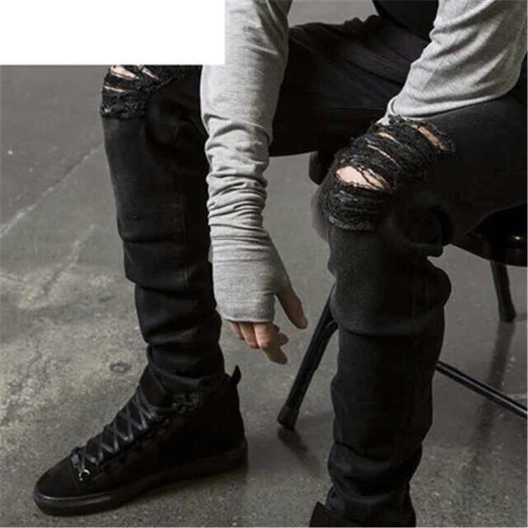 

TX 577 street wind hole jeans destroyed men Jeans small feet stretch men and women jeans, N/a