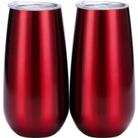 

Double-insulated Stemless Champagne Flutes Wine Tumbler, 6 OZ Cocktail Cups Reusable Champagne Toasting Glasses with lids