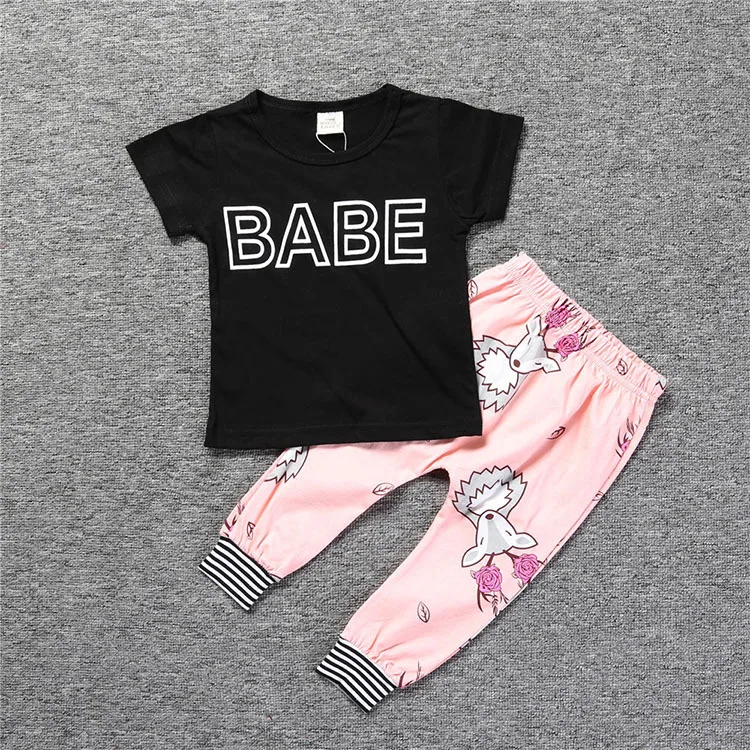 

BABE Infants Baby Girl Clothes Newborn Unique Baby Girl 2 Pieces Outfits, Black