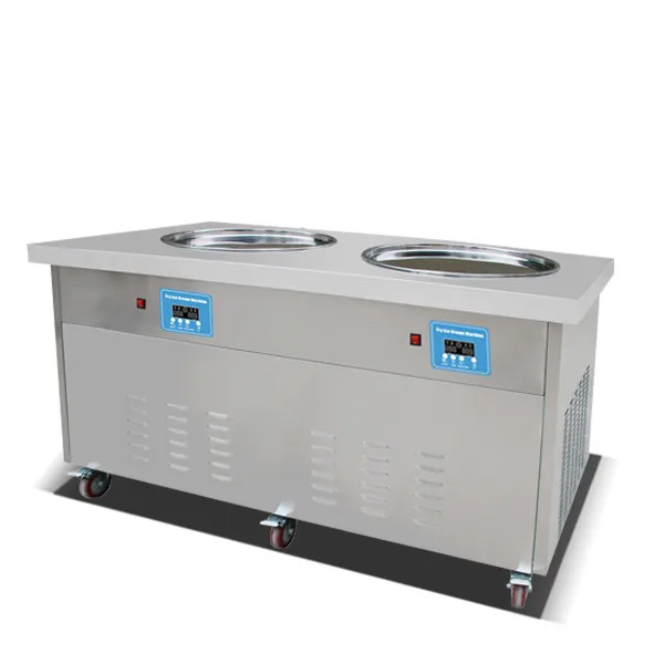 Double Flat Pans Thailand Roll Fried Ice Cream Machine / Ice Cream Cold Plate / Fry Ice Cream Machine In guangzhou