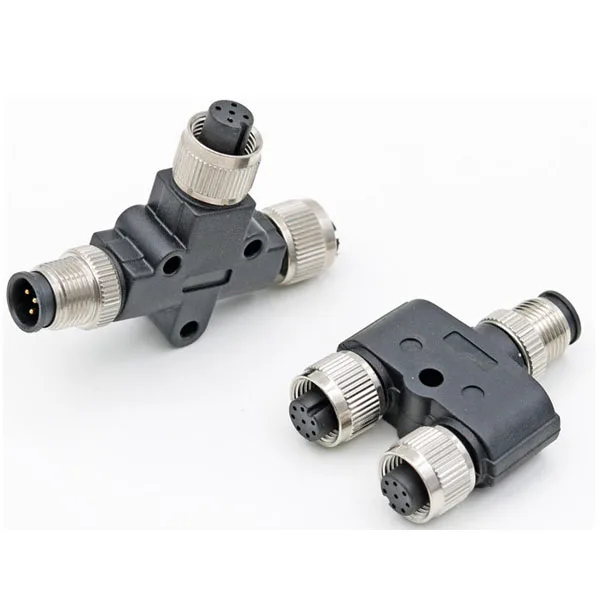 Y Distributor One Male Two Female 4 Pin A Code M12 T Connector Splitter