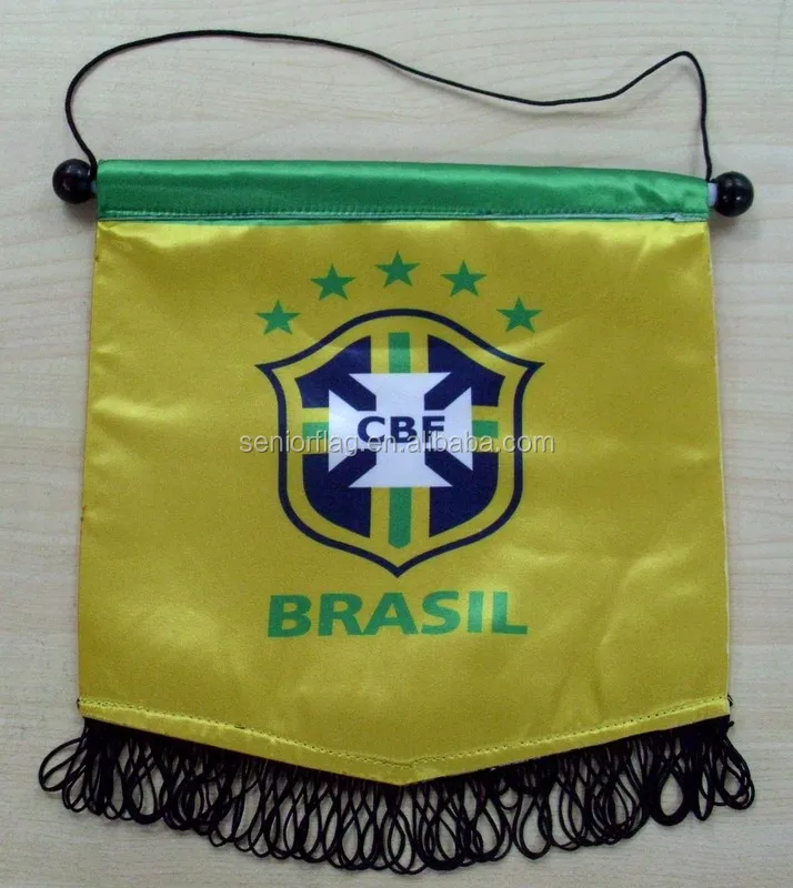 High Quality Custom Satin Polyester Mini Hanging Sports Team Banner Soccer Football Club