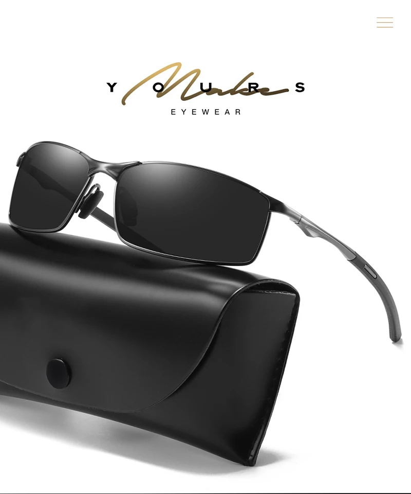 2019 New Arrival Metal Rectangle Frame Polarized Men Male Sunglasses