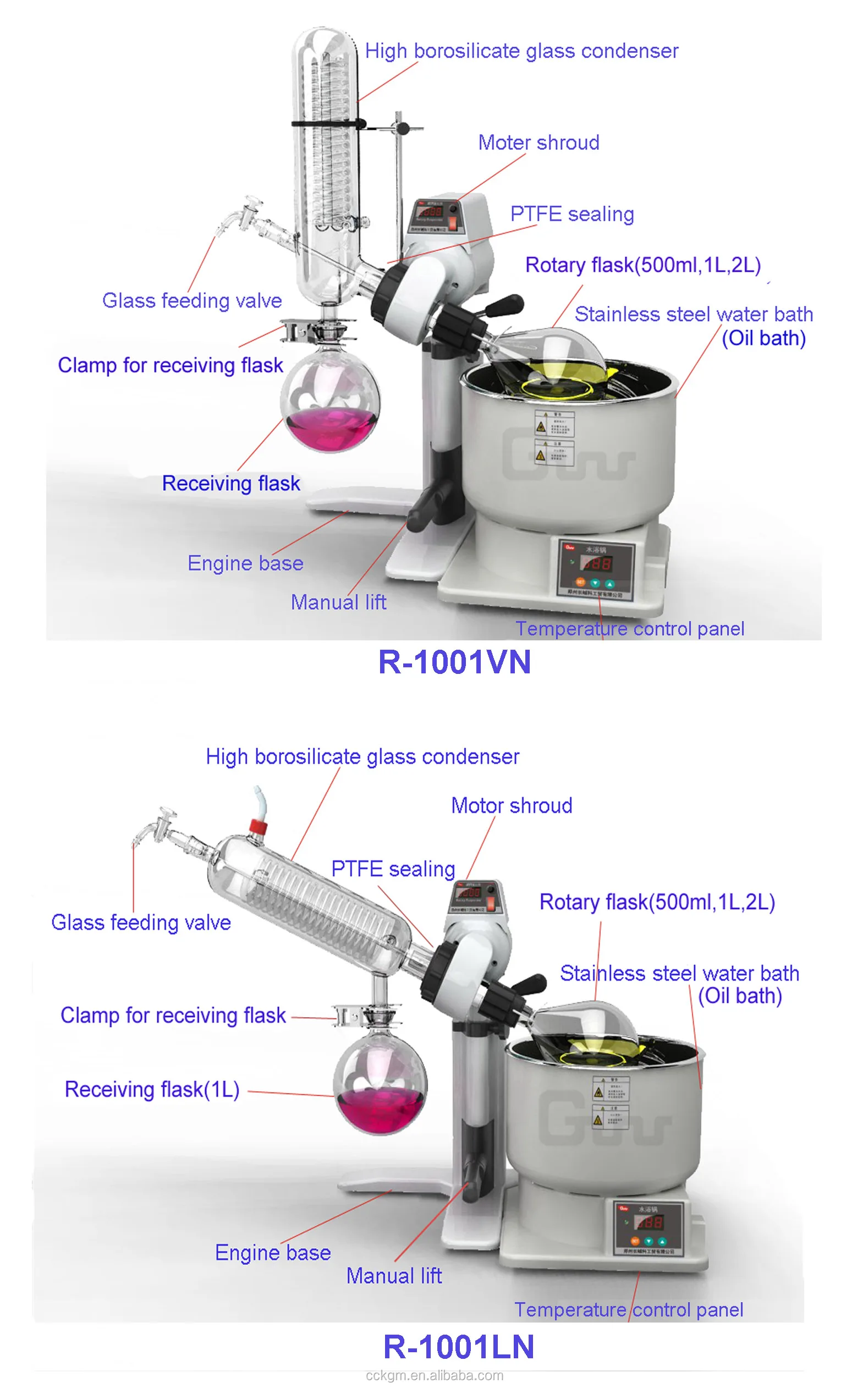 50L PTFE Vacuum Rotary Evaporator R1050, 50L Vacuum Thermal Evaporation