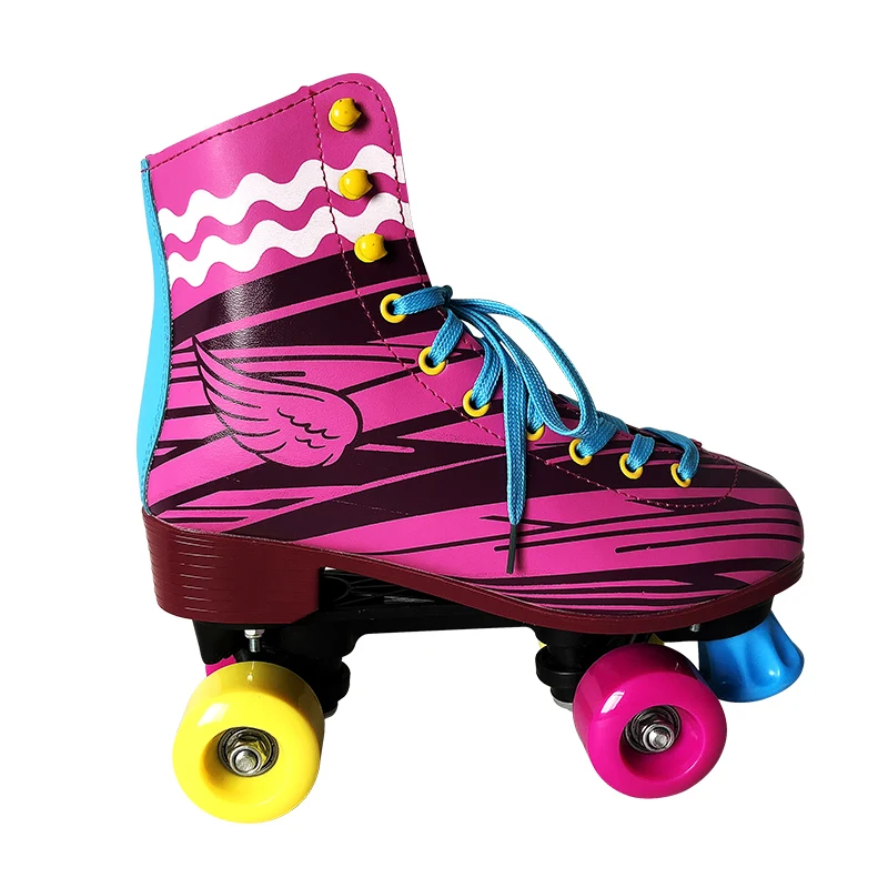 

Hot selling Promotion day 4 wheels patines de soy luna quad roller skates, Pink and blue ,purple and blue