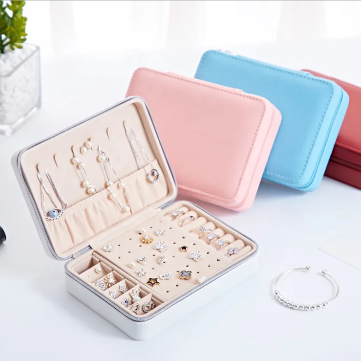 

2019 New Large Ladies Jewelry Organizer Storage Box Gift With Mirror, As picture