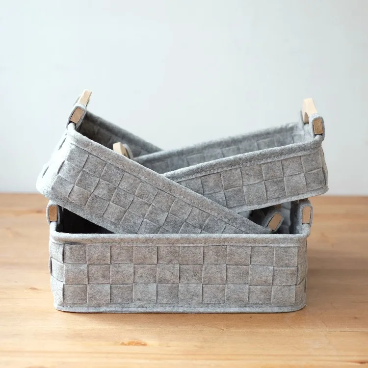Felt Basket Storage Box With Handle Soft Durable Foldable Storage Bin