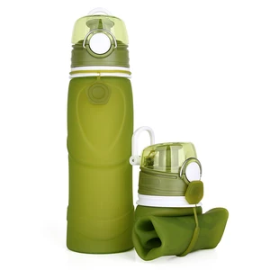 Image of Hot Sale Free Sample Collapsible Lightweight Green Sport Foldable Water Bottle Silicone 750ML