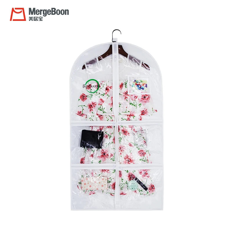 

Mergeboon bridal gown cover personalized dance clear wedding dress garment bag see through, White