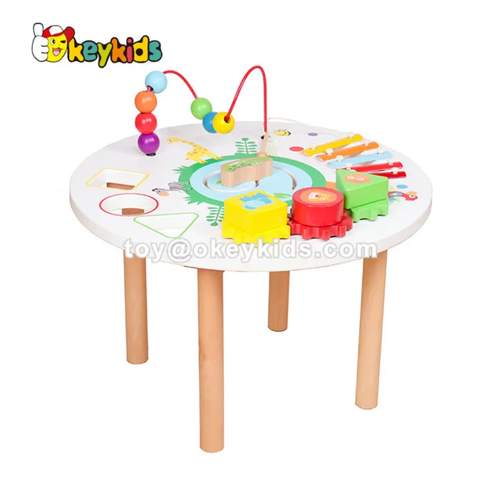 2019 New Hottest Intelligent Game Wooden Baby Activity Table With High