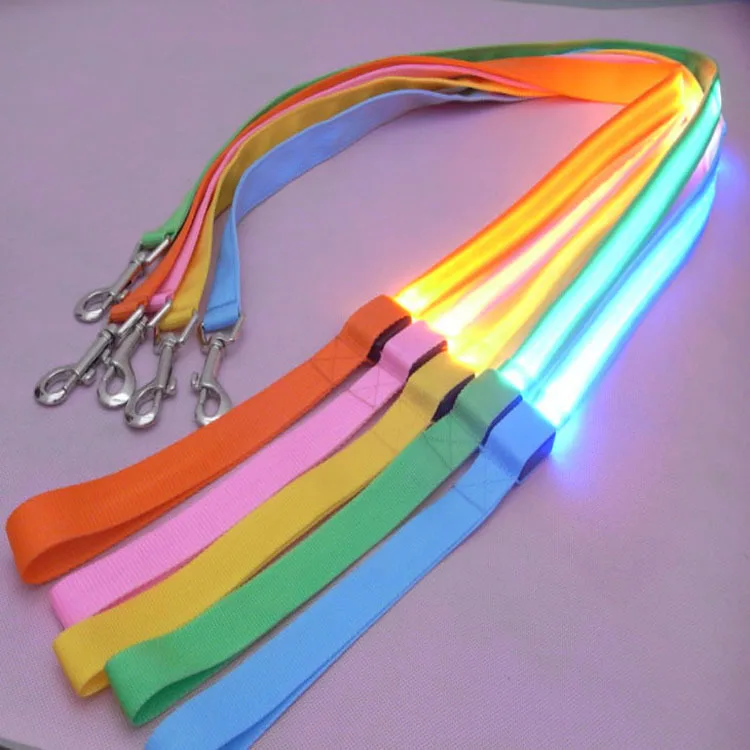 

wholesale fashion 15 20 25 mm width nylon lmateria light up led dog leash