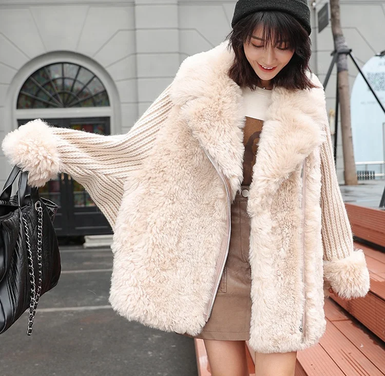 Luxury Curly Sheepskin Lamb Fur Jacket Wholesale Womens Boutique Clothing Sheepskin Coat Winter Wears For Woman