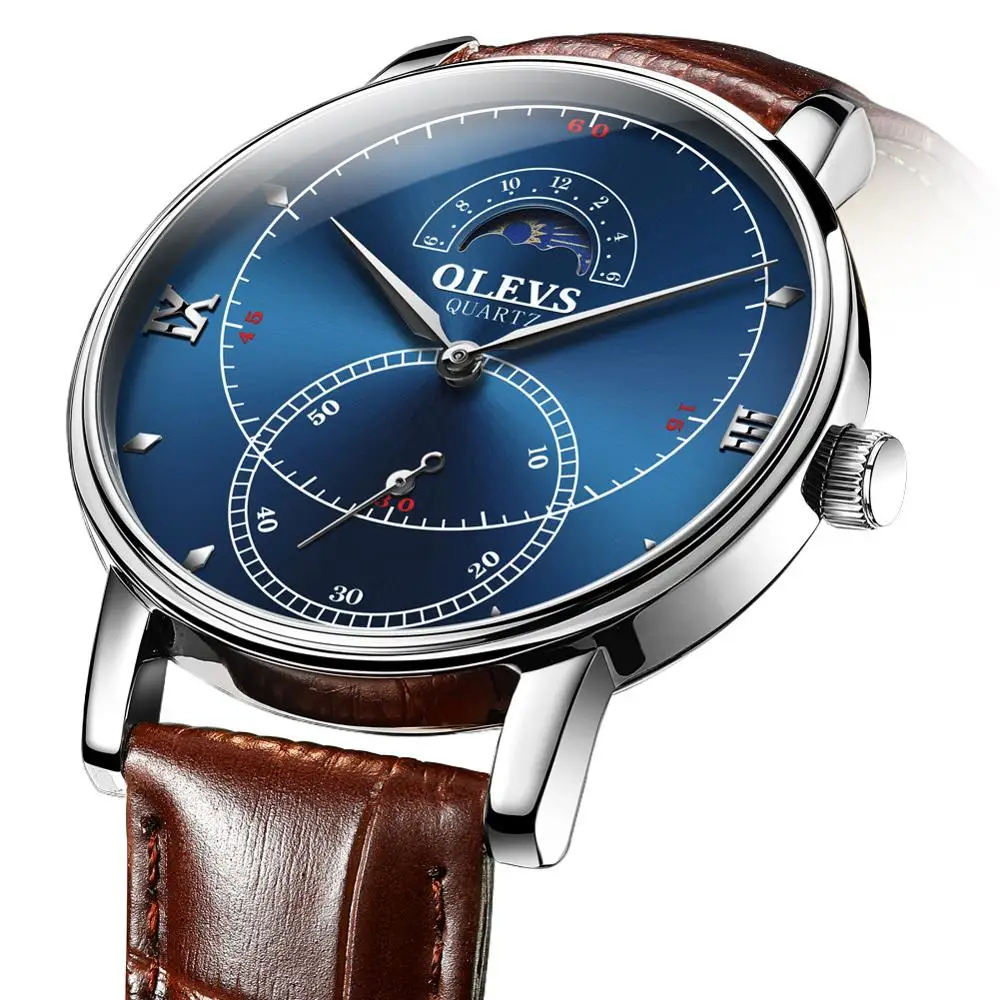 

Ultra thin Watches Black Leather OLEVS Mens Watches Top Brand Luxury Wristwatch Men Business Simple Quartz Creative Wrist Watch