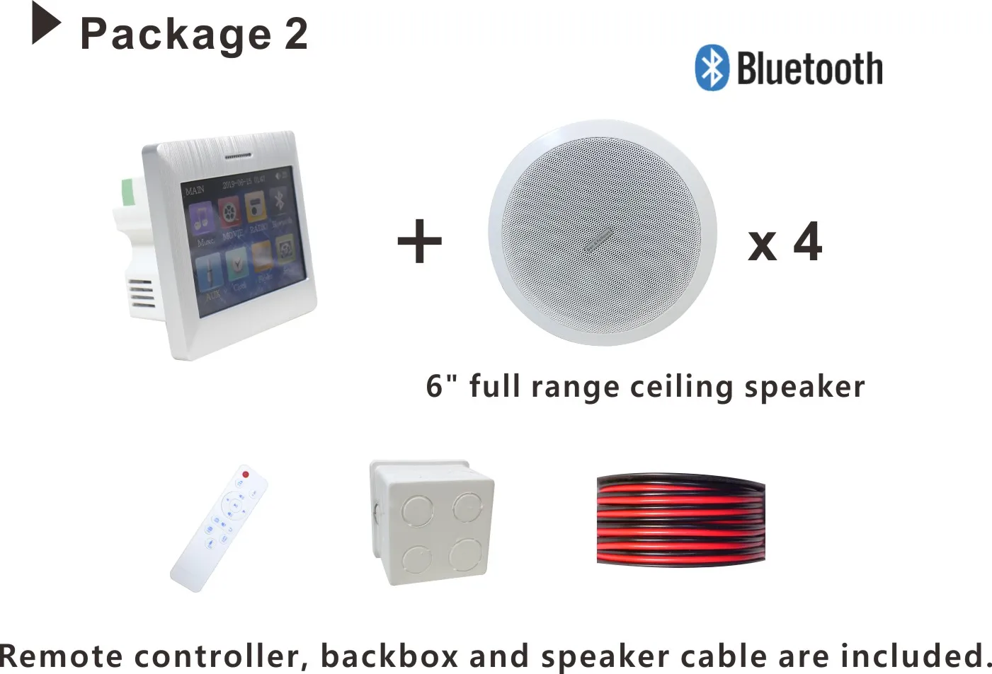 4x15w Touch Screen Inwall Audio Amplifier With Wireless Remote Control