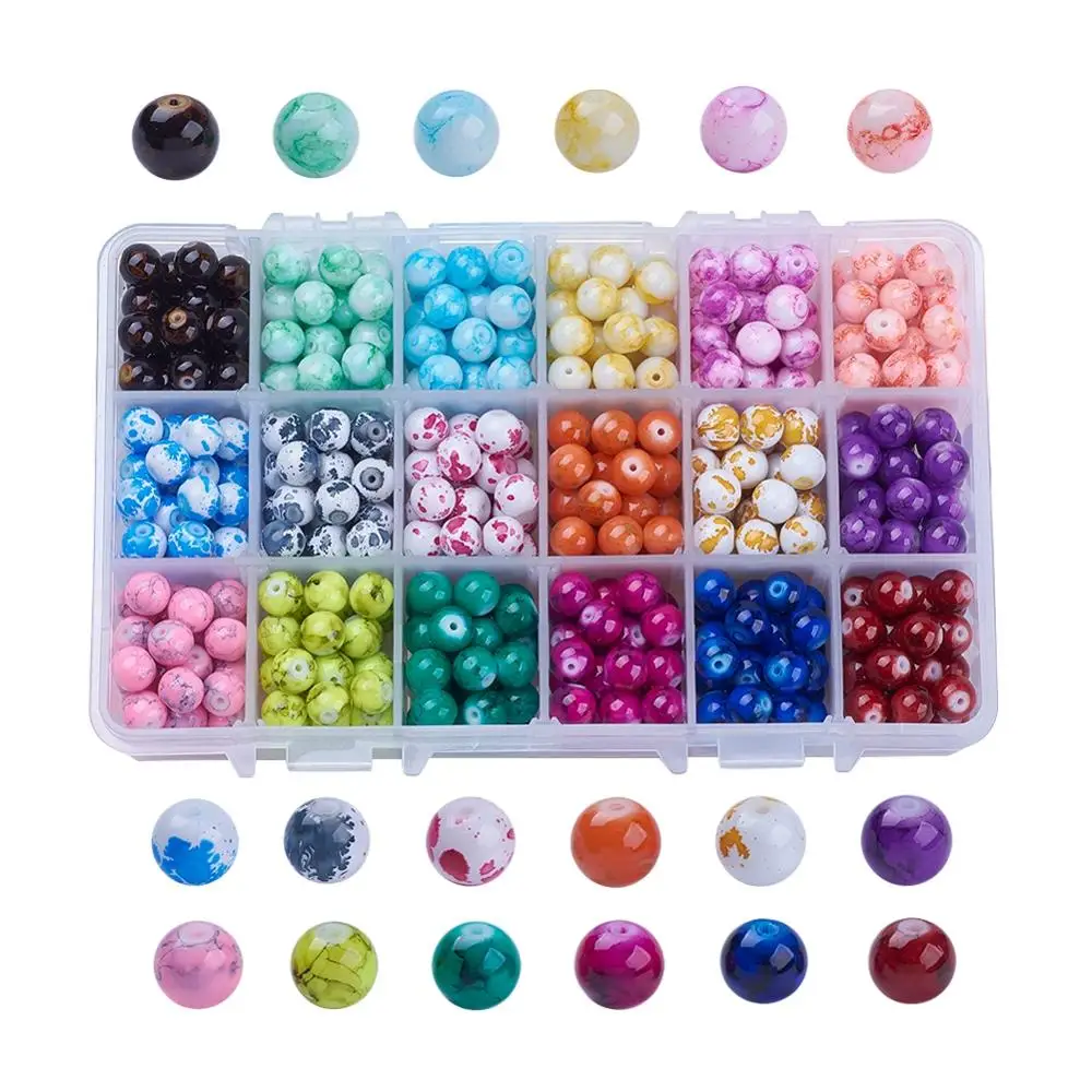 

Pandahall Mixed Style Glass Beads Mixed Colors Glass Beads 8mm Hole: 1~1.6mm about 30pcs/comparment 540pcs/box