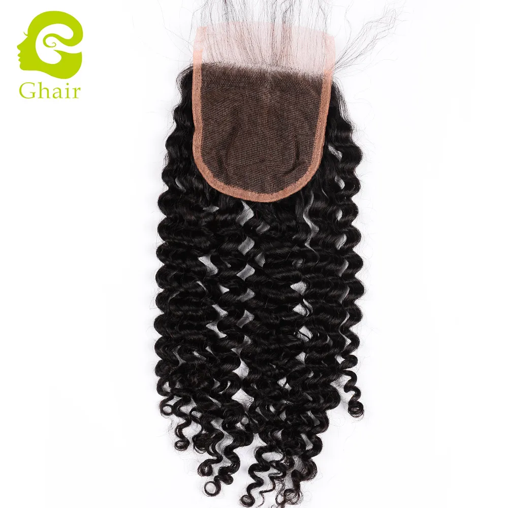 

Fast delivery straight brazilian human black deep curly virgin hair free parting l cheap lace closure, 1b#( natural black)