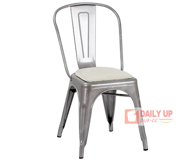 Steel Color Metal Bar Chair with Fabric Seating Furniture For Cafeteria Restaurant Dinner Chair for Balcony Outdoor