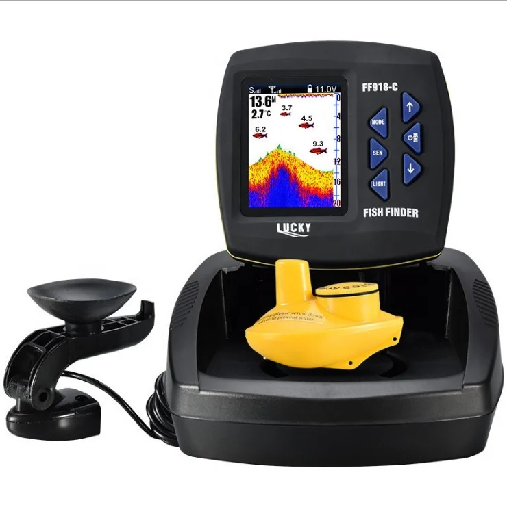 

FF918 Lucky Boat Sonar Fish Finder For Underwater Deeper Hunting Color Display wireless operating range 300 m Depth Range 100 M